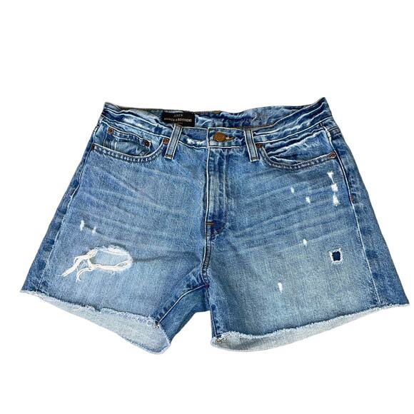 J. Crew jean shorts the Broken in Boyfriend denim distressed cut off SZ 26" - Picture 1 of 8